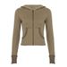 European And American Pocket Frayed Hooded Street Style Slim Fit Sports Set Zipper Sweatshirt + Low Waist Flared Pants_ecoleips.com