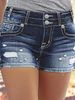 Women's Ripped Denim Shorts Best Selling Three Quarter Length Style_ecoleips.com