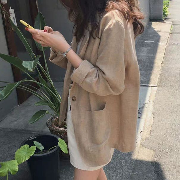 9310 Early Autumn New Cotton And Student Suit Jacket, Women's Korean Version Loose Linen Small Suit, British Style_ecoleips.com
