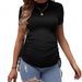 Women's Clothing Fashion Sexy Temperament Thread Short Drawstring Round Neck Short Sleeved T Shirt Pregnant Tops_ecoleips.com
