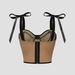European And American Hot Girls Sexy Contrast Color Straps Slim Fit Versatile Short Navel Exposed Steel Ring Fishbone Camisole 60712_ecoleips.com
