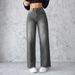 Women's Clothing Temperament Non elastic Straight Wide leg Jeans Women_ecoleips.com