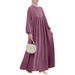 Women's Clothing Muslim Women's New Solid Color Robe Loose Dress Fashion Casual Lantern Sleeve Long Skirt_ecoleips.com