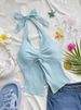 Women's Slim Fit Backless Sexy Halter Neck Short Top With Drawstring And Hollow Out Design Hot Girl Style Fashion_ecoleips.com