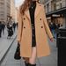 New Solid Color Lapel Thickened Lace-up Double-breasted Plus Long Women's Trench Coat_ecoleips.com