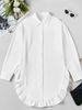 New Women's Clothing Solid Color Loose Ruffle Hem Loose Shirt_ecoleips.com