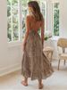 New Women's V-neck Backless Strappy Long Dress Fashion Elegant Print Casual Boho Dress 2025 For Women Robe Femme Summer_ecoleips.com