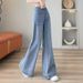 Women's Two-Button Flared Jeans, Spring/Autumn 2025 New Model, High-Waisted, Hip-Covering, Slimming, Non-Tight-Fitting,_ecoleips.com