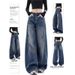 "Women's Vintage Wide-Leg Jeans – 90s Retro High-Waisted Distressed Denim With Raw Hem, Oversized Streetwear Fit, Unisex Aesthetic"_ecoleips.com