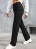Fashionable New Women's Casual Straight Leg Pants With High Waist Button Elastic Band And Multiple Pockets_ecoleips.com