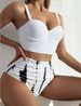 Verve 2024 New Printed Two-Piece Bikini Swimsuit Sexy Push-Up High-Waist Women's Triangle Swimwear Bathing Suit_ecoleips.com