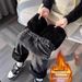 Thickened Wide-leg Jeans For Women, 2025 Winter, High-waisted, Loose, Slimming, Drapey, Warm, Straight-leg, Long Pants_ecoleips.com