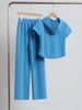 Women's Clothing Thin Sports Suit Hooded Short Sleeved Top Wide Leg Pants Two Piece Suit_ecoleips.com