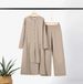 2025 Muslim Women's Fashion Two-Piece Set Elegant Solid Color Side Slit Long Shirt Wide-Leg Pants Outfit_ecoleips.com