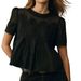 2026 European And American Fashion Lace Round Neck Embroidered Mesh Solid Color Loose Hem Short_ecoleips.com