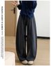 Black Thickened Velvet Scimitar Pants Women's 2025 New Winter Drape Lazy Corduroy Wide-leg Pants_ecoleips.com