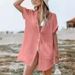 Women's Clothing Summer New Fashion Casual Loose Pocket Shirt Seaside Holiday Style Blouse Beach Skirt_ecoleips.com