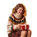 Festive Contrast Color Christmas Sweater For Women – Cozy Knit Pullover With Holiday Cheer (XS-XL, Apricot/Navy Blue)_ecoleips.com