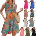 Women's Floral Print Dress Crinkle Textured A-Line Sundress With Pockets 7 Colors Available Size S To Xxl_ecoleips.com