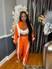 Women's Color Block Zip Up Cardigan And Wide Leg Drawstring Sports Pants Two Piece Set_ecoleips.com