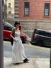 Autumn High Waist Lace-up Waist Bow Solid Color A-word Tube Top Dress Banquet Dress_ecoleips.com