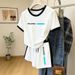 Summer European American Style Women's 2 Piece Set BALANCE Letter Print Casual Short Sleeve Shirt And Shorts_ecoleips.com