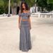 Summer Style Women's Sexy Off-Shoulder Strapless Top And Solid Color Slim Fit Pleated Skirt Set_ecoleips.com