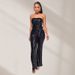 Women's Clothing Sleeveless Sequin Belt Jumpsuit Solid Color Tube Top Backless Jumpsuit_ecoleips.com