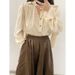 Longmei Loose Scarf Collar Shirt For Women 2025 Early Autumn New Korean Style Niche Light Luxury High-End Long Sleeve_ecoleips.com