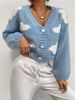 Women's Clothing Loose V Neck Cloud Drop Shoulder Knitted Cardigan Three Button Sweater Short Coat_ecoleips.com