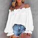 Hot-selling New Model: Elegant Casual Off-shoulder Long-sleeve Top With Ruffle Sleeves, Loose-fitting Standard Size_ecoleips.com