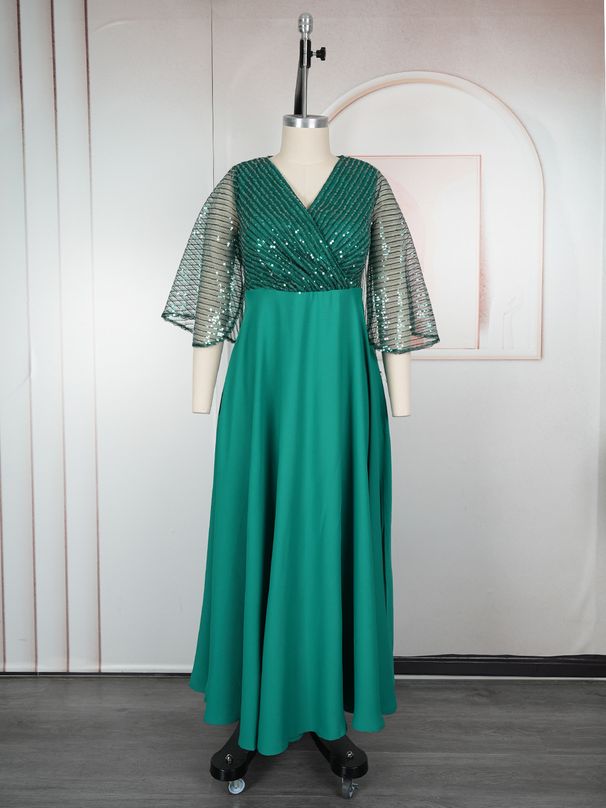 Women's Clothing Modest Muslim Abaya Dress – Long Sleeve Loose Fit Maxi Dress With Embellishments (Purple/Green/Champagne/Orange)_ecoleips.com