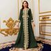 Women's Clothing Green Elegant Retro Lace Dress Ladies Belt V Neck Long Sleeve_ecoleips.com
