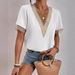 2024 Cross-Border Foreign Trade New Lace Trim Short Sleeve Chiffon Blouse For Women_ecoleips.com
