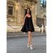 "Women's Casual Suspender Dress -Street Style Loose Fit, Breathable Polyester, Solid Black/White, XS-L"_ecoleips.com