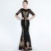Black Mermaid Evening Gown Elegant Long Banquet Dress for Women Dignified Sophisticated Suitable for Presenters Performances_ecoleips.com