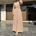 Modest Abaya Dress Oversized Shirt Dress For Women Trendy Long Sleeve Button Down Tunic Dress With Belt – Polyester A-Line Maxi Dress_ecoleips.com