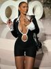 K Fashionable And Sexy Lapel Hollowed Out Backless Contrasting Slim Fit Jumpsuit_ecoleips.com