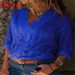 Aria Basics Aria Basics Early Autumn New Women's Casual Shirt V-neck Long Sleeve Solid Color Top_ecoleips.com