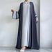 Muslim Dress Women Striped Cardigan Dress – Elegant & Loose Long Sleeve Robe For Modest Fashion_ecoleips.com