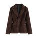 TAOP&ZA Early Autumn New Women's Elegant And Stylish Frosted Velvet Slim-fit Blazer_ecoleips.com
