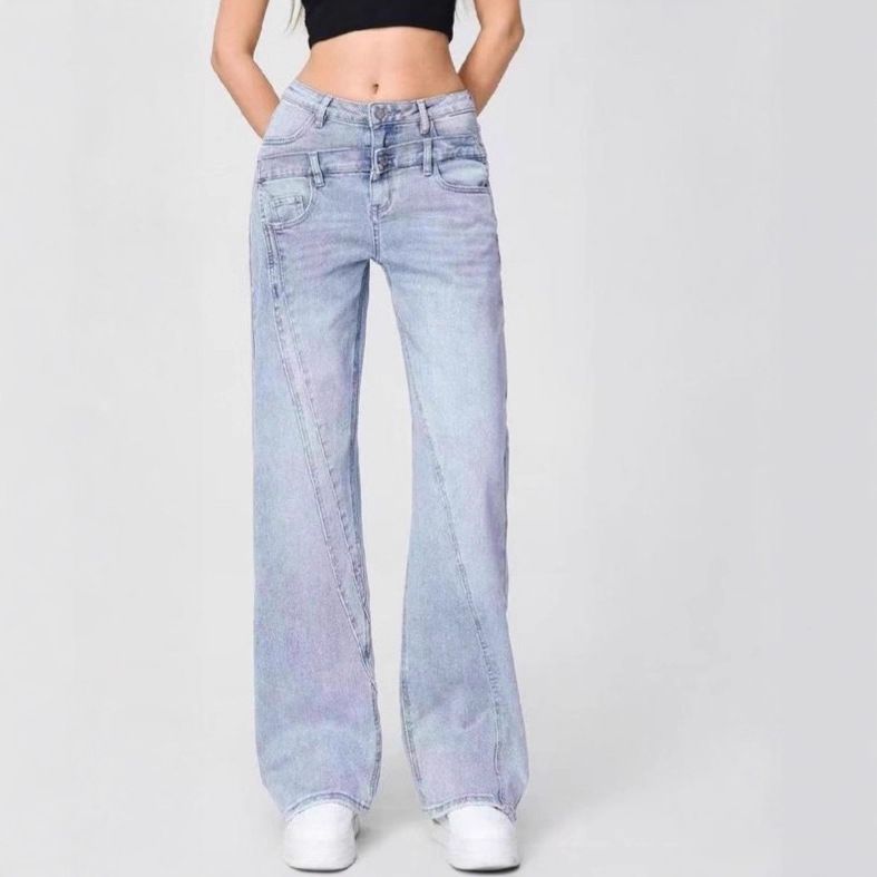 Women's Wide Leg Jeans Loose Straight Retro Washed Cotton Trousers Casual Fashion Office Lady Street Style Spring/Autumn_ecoleips.com