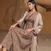 Ba5031 Khaki Two-Piece Set: A Flowing Long-Sleeved Cardigan Paired With A Dress, Designed For Women._ecoleips.com