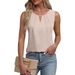 Cross-border European And American Women's Clothing 2025 Summer New Pleated T-shirt V-neck Hollow Sleeveless_ecoleips.com