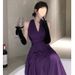 Plus Size 150kg High-End Purple Elegant Socialite Long Sexy Backless Halter Dress 1_ecoleips.com
