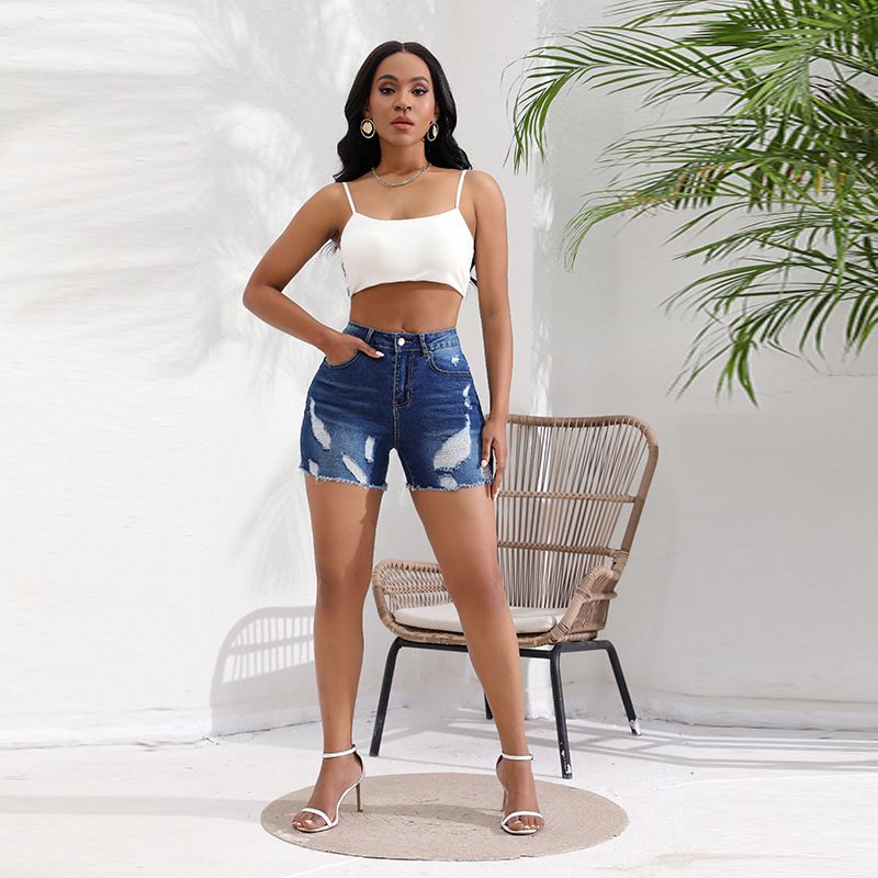 Women's Clothing Sexy Hotties High Waist Tight Butt Ripped Denim Shorts For Women_ecoleips.com