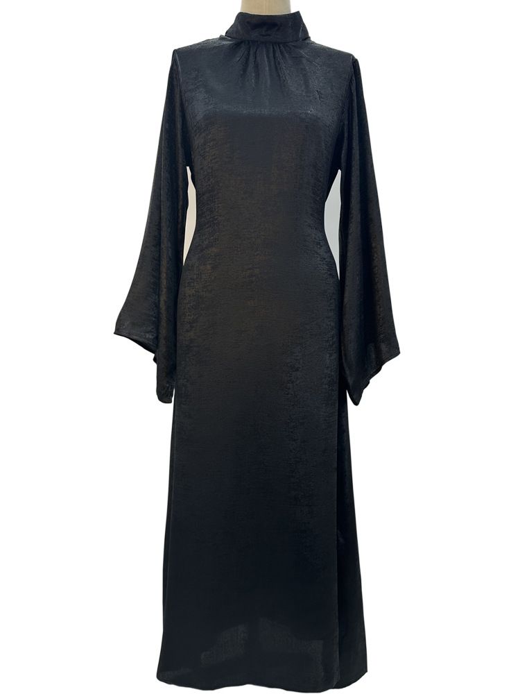 Muslim Women's Dubai Moroccan Clothing Shiny Gold Foil Long Dress Abaya_ecoleips.com