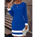 Women's Clothing New Fashion Tight Color Matching Dress Long Sleeve Round Neck Women's Clothing_ecoleips.com