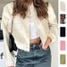 2026 New Spring Fashion European And American Women's Clothing Elegant Versatile Round Neck Single-Breasted Solid Color_ecoleips.com