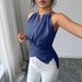 2026 European And American Hot Girl Style Halter Neck Sleeveless Slim Fit Solid Color Cross Casual_ecoleips.com